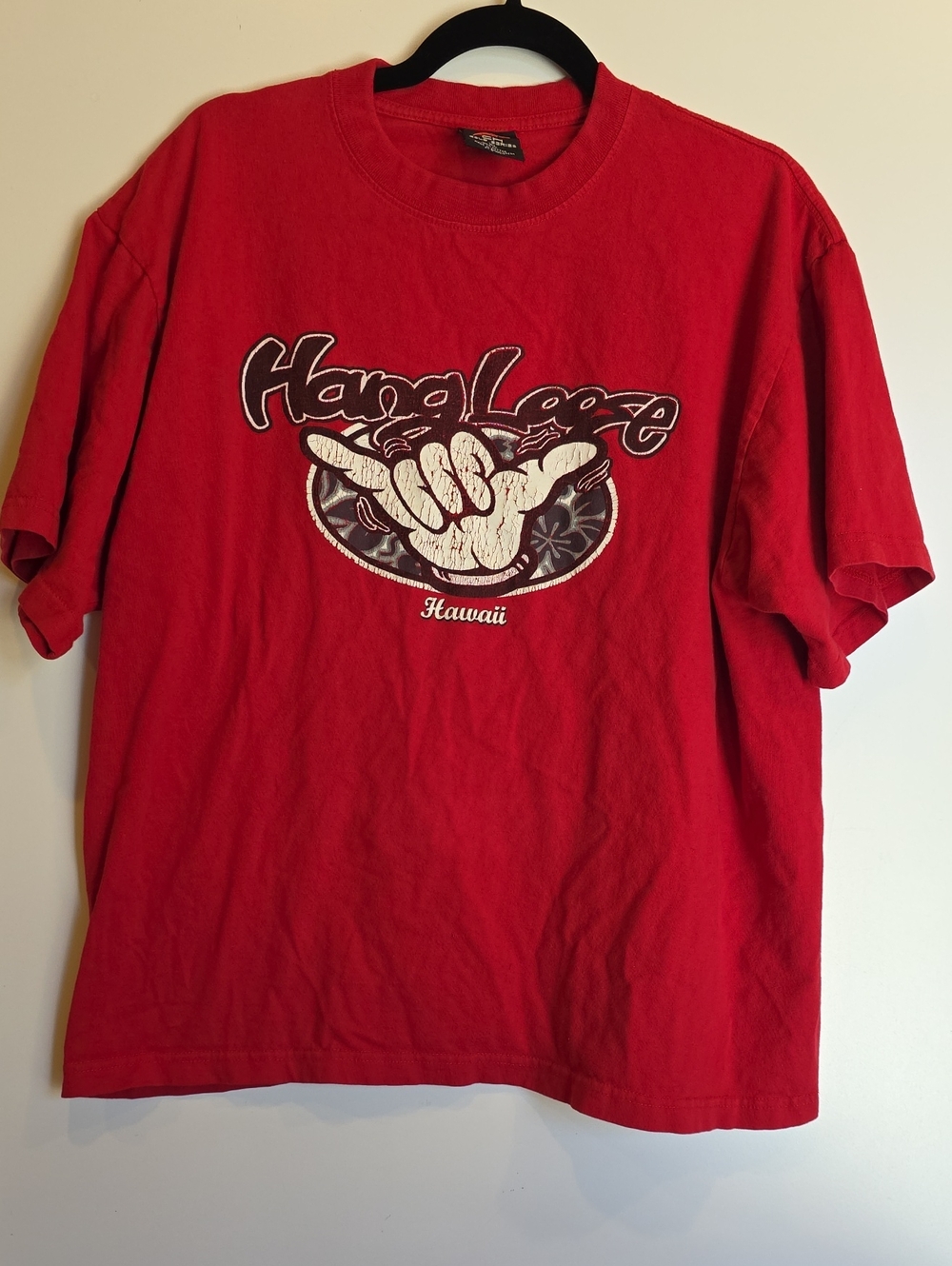 Hang Loose Hawaii Graphic Tee - Red-vintage